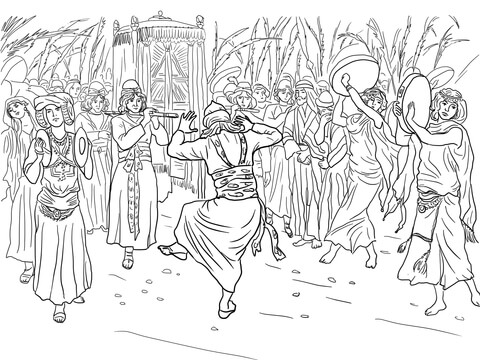 King David Dancing Before The Ark Of The Covenant Coloring Page